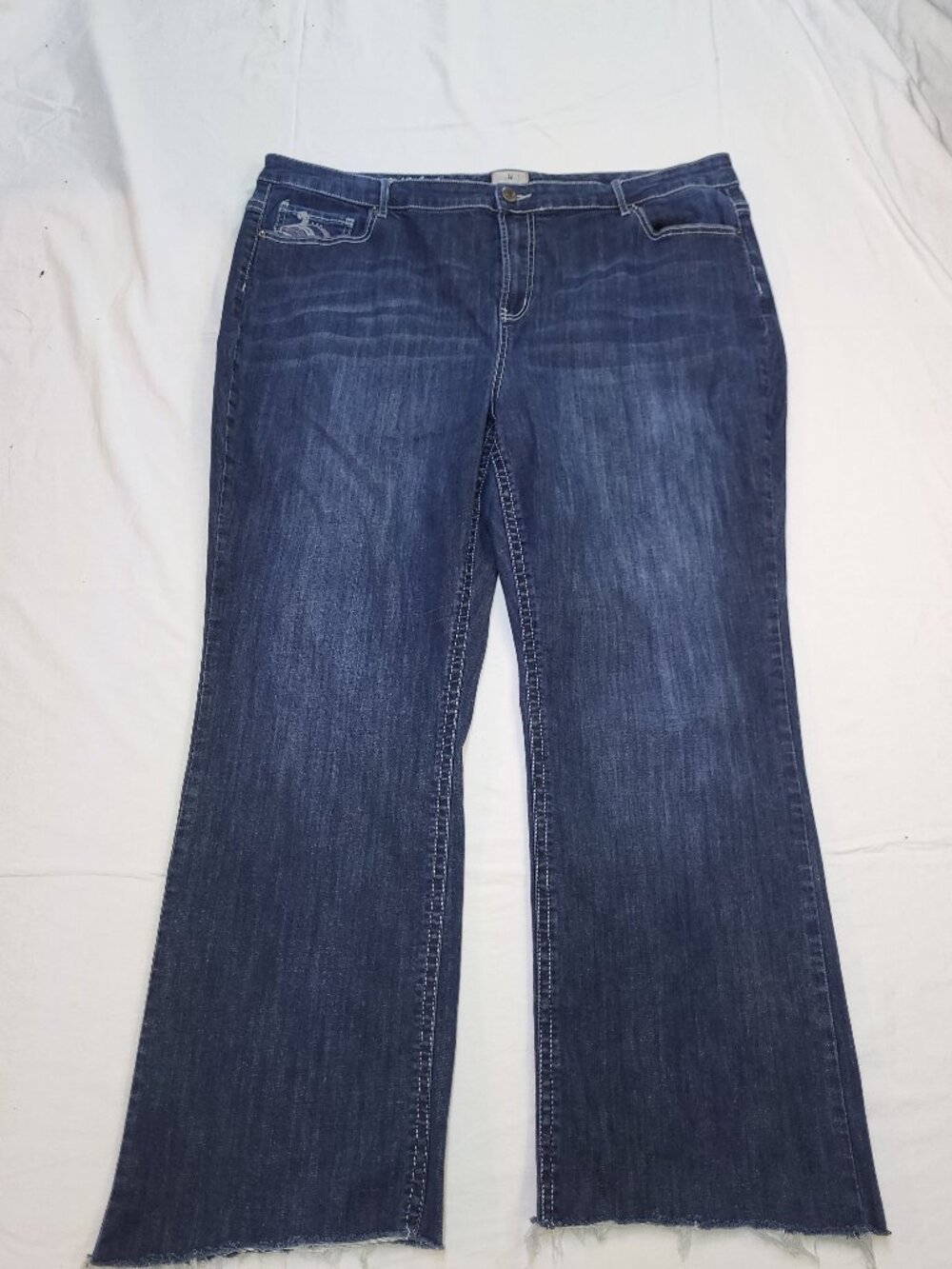 JAG Jeans Dark Wash Denim Wide Leg Raw Hem Jeans Size